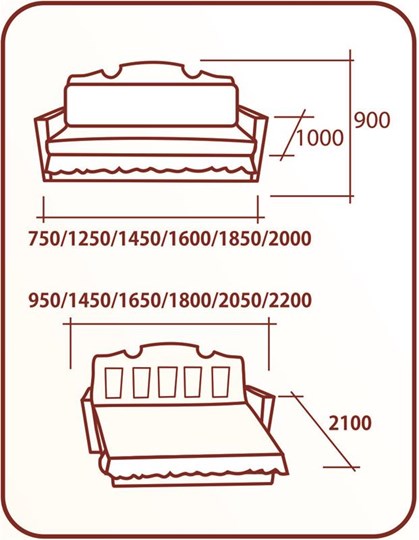 Прямой диван Аккордеон Бук 120 Радуга в Костроме - изображение 1
